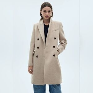 Mango Double-breasted wool blend coat